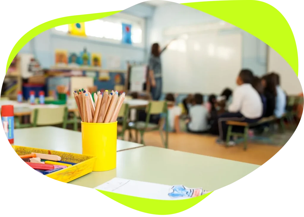 mock up de un aula de Academia Rocío Pérez